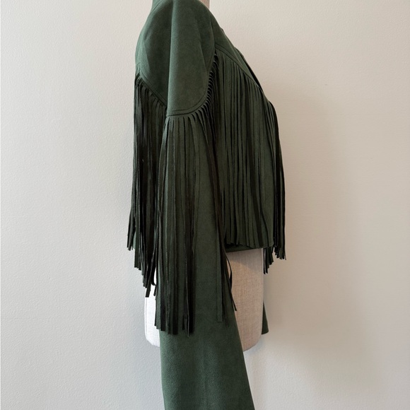 Green Fringe Bomber Jacket - Picture 3 of 7